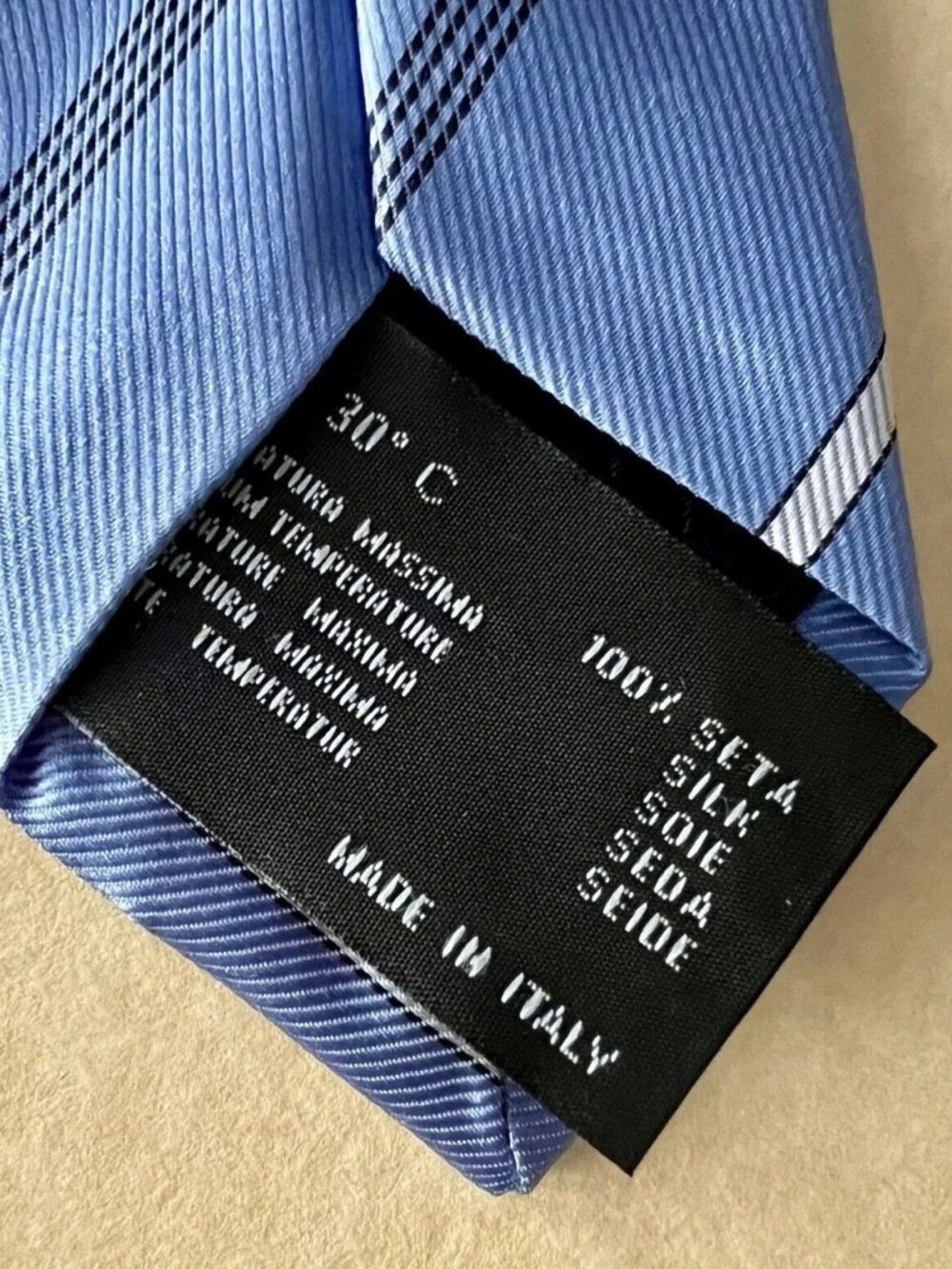 Versace Diagonal Stripe Blue Silk Medusa Logo‎ Mens Luxury Tie Made In Italy
